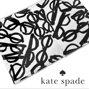 Kate Spade New York Large Zippered Cosmetic Bag Black & White Glasses Eyeglasses
